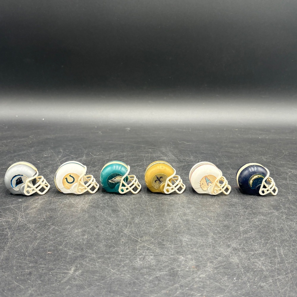 Vintage NFL Gumball Mini Helmets Lot of 6 Panthers Colts Eagles Saints Oilers
